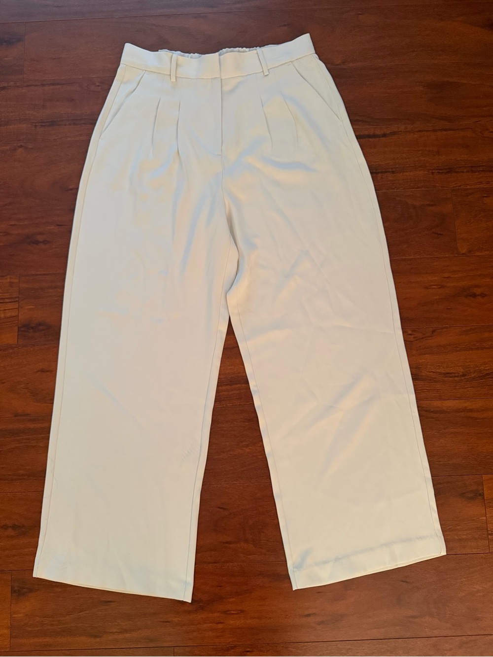 French Connection Cream Wide-Leg High Waist Trousers Size L - Picture 2 of 11